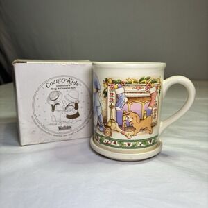 Vintage 1990 Watkins "Christmas Is Love" Cup  of 6 Coffee Mug & Coaster Set